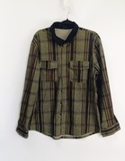 Koszula gruba w stylu vintage męska zielona ala sztruks shein