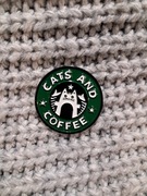 Pin przypinka kot kotek cats and coffee