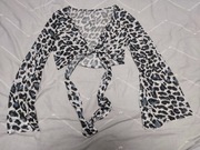 Damski crop top z nadrukiem w panterkę S/M