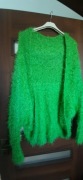 Kardigan sweter narzutka puffer  Neon zielony alpaka
