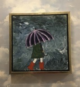 Obraz olejny-Dziewczyna z parasolem 