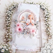 Kartka, ręcznie robiona, Komunia, dziewczynka 