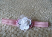 Opaska dla dziewczynki pudrowy róż + róża 