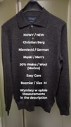 Christian Berg  NOWY  Niemiecki sweter z kołnierzykiem , 50% Merino, Roz. M