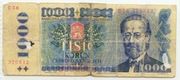 Fals, falsyfikat, fałszerstwo 1000 koron Czechosłowackich 