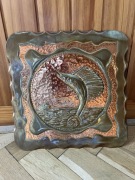 Miedziany talerz obraz z Kuby antyk