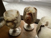 Kpl 6 nowych GOBLETÓW z onyksu Kieliszki do wina pucharki w szkatułce