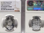 10 ZŁ 100 LECIE OBJAWIEŃ FATIMSKICH 2017 NGC PF70 ! IDEAŁ Nr 001