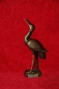 Żuraw - odlewana figurka z brązu - statuetka ptaka typ 2