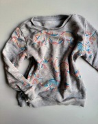 M&S SZARA BLUZA KOLOROWE DINOZAURY R.98