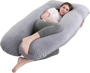 Poduszka ciążowa w kształcie U wspierającą do spania szara 115/50cm