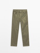 MASSIMO DUTTI woskowane proste spodnie khaki 42/ 60 euro