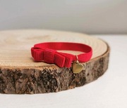 Bransoletka elastyczna ryps francuski wstążka czerwona gumka kokarda serce 