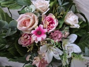 Kompozycja kwiatowa hanmade obciążona stroik kwiaty bukiet nr 4