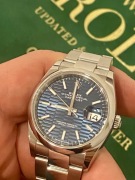 Rolex Date Just nowy pełen set nieużywany niebieską tarczą z mozaiką  36 