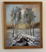 Pejzaż zimowy z brzozami - Stanisław Skrzypiński 2004 olej/płótno 80x100 cm