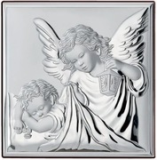 Obrazek Srebrny Anioł Stróż Dla Dziecka Urodziny Chrzest Rocznica VALENTI