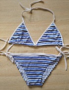 Niebieskie bikini vintage w paski kostium kąpielowy 36 S/M