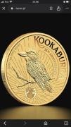 Srebrna moneta Kookaburra 1 oz pozłacana, w karcie