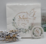 Zestaw dekoracji na stół chrzest komunia serwetki lampiony