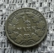  1/2 Marki 1905r. NIEMCY*Srebro 