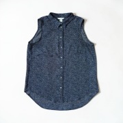 H&M granatowa bluzka damska w grochy bez rękawów EUR 40 na guziki elegancka