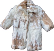 Vintage beżowe futro futerko dla dziewczynki 2 lata z królika płaszcz 