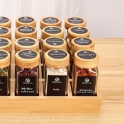 Zestaw 24 słoików na przyprawy bambusowa tacka + etykiety