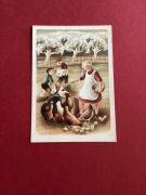 MARIA ORŁOWSKA - POCZTÓWKA - „KARMIENIE DROBIU” - 1952 rok