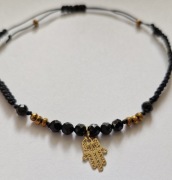 Bransoletka damska ochronna kamienie naturalne Turmalin Hematyt regulowana