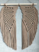 MAKRAMA SKRZYDŁA BEŻOWE ze sznurka na ścianę POLSKIE RĘKODZIEŁO