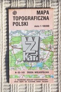 Środa Wielkopolska i okolice - wojskowa mapa topograficzna 1:100 000 w.1991
