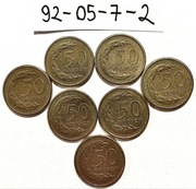 Moneta 50 groszy 1992 rok ZESTAW 92-05-7-2 = 7 szt. 