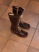 ARKA skórzane kozaki 39 wysokie sznurowane zamek workery