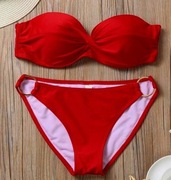 Strój kąpielowy czerwony biały push up seksowny 38 ideał