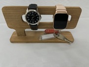 Drewniana podstawka na zegarki i klucze | Organizer z miejscem na ładowarkę