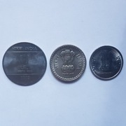 Monety, Indie 2 rupie 2009, 5 rupii 2002, 1 rupia 2013