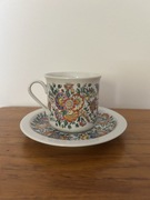 Filiżanka ze spodkiem Cepelia Opole 1980 ręcznie malowane