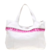 Duża torebka Longchamp, skóra naturalna, biała z różem