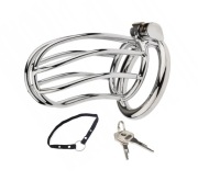 Stalowy długi pas cnoty, Chastity Cage klatka na penisa + Pasek oring 40mm