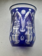 Szklanica szlifowana biedermeier kobaltowa szklo