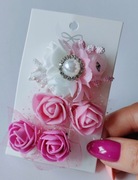 Opaska spinki chrzest wesele urodziny roczek sesja róże różyczki minispinki