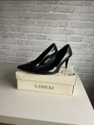 Lasocki czarne szpilki r.40 eleganckie 8 cm błyszczące stan bdb