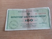 Depozytowy Bon Rewaloryzacyjny 100 zł Narodowy Bank Polski lata 80