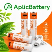 Akumulatory baterie AA 1,5 V Li-ion 2800 mWh ładowane przez USB-C