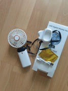 Fan Mini wentylator ręczny biurkowy podstawka bateria 3000 mAh biały