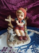 Figurka porcelanowa dziewczynka z pieskiem vintage jak Goebel