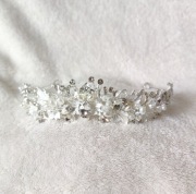 Korona tiara opaska naszyjnik kolczyki komplet biżuterii kolor srebrny 