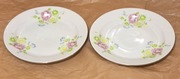 Zestaw 2 Talerze Karolina 21cm Vintage białe w kwiaty Porcelana