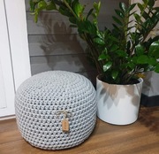 Pufa podnóżek handmade szydełko 35 x 25 cm szara